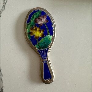 New vintage Asian cloisonne hand mirror